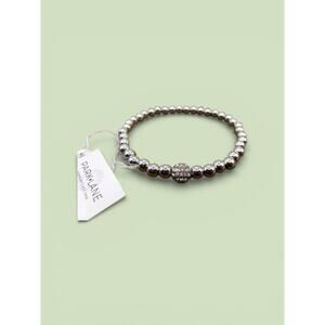 Park Lane MARS Stretch To Fit Bracelet Silver Bead Pave Rhinestone